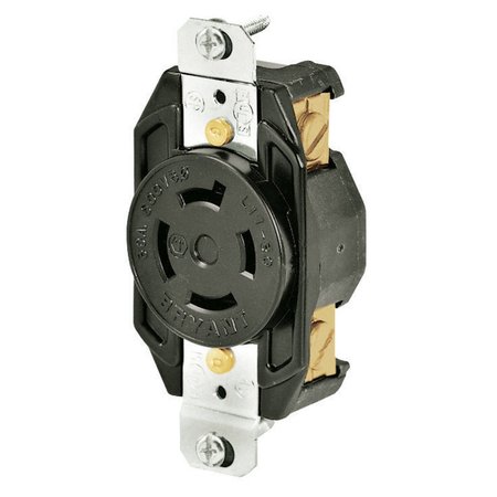 BRYANT Locking Device, Receptacle, 30A 3-Phase Delta 600V AC, 3-Pole 4-Wire Grndng, L17-30R, Screw Terminal 71730FR